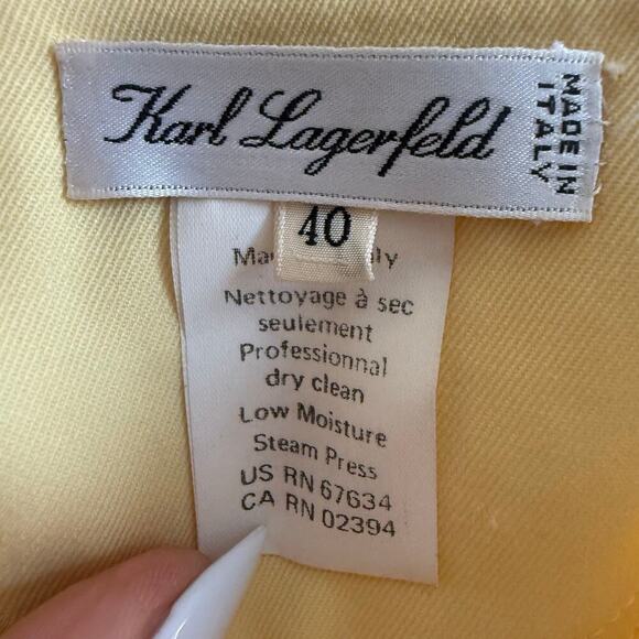 Karl Lagerfeld Made in Italy Butter Yellow Wool Pencil Skirt VTG Designer Sz 40 - Picture 9 of 11